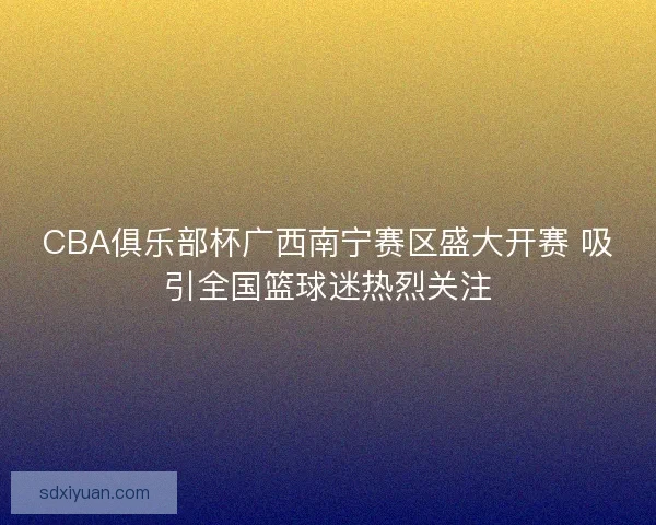CBA俱乐部杯广西南宁赛区盛大开赛 吸引全国篮球迷热烈关注