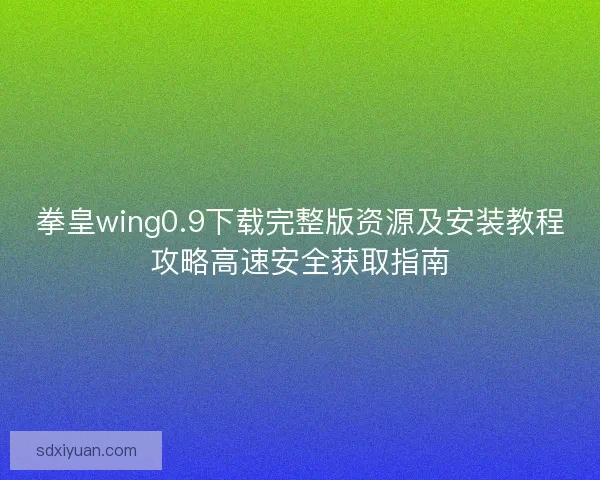 拳皇wing0.9下载完整版资源及安装教程攻略高速安全获取指南