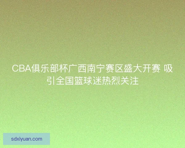CBA俱乐部杯广西南宁赛区盛大开赛 吸引全国篮球迷热烈关注