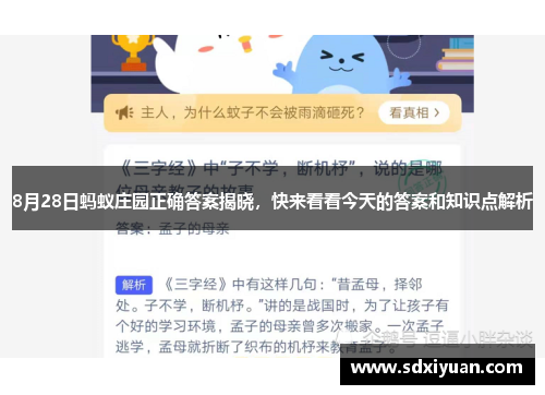 8月28日蚂蚁庄园正确答案揭晓，快来看看今天的答案和知识点解析